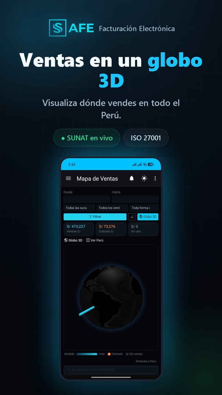 Mapa de ventas en todo el Perú en la app de Tecnofactura